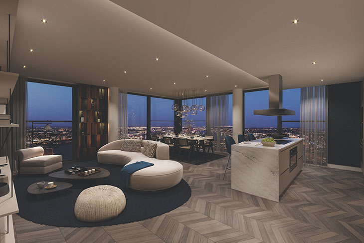 Interior of a penthouse apartment